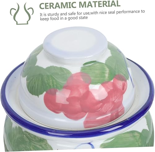 Miniatura 8 de BRIGHTFUFU Tarro de cerámica Kimchi Pot Fermentación Contenedores Cerámica Crock Kimchi Crock Chucrut Crock Tarro de fermentación chino tradicional
