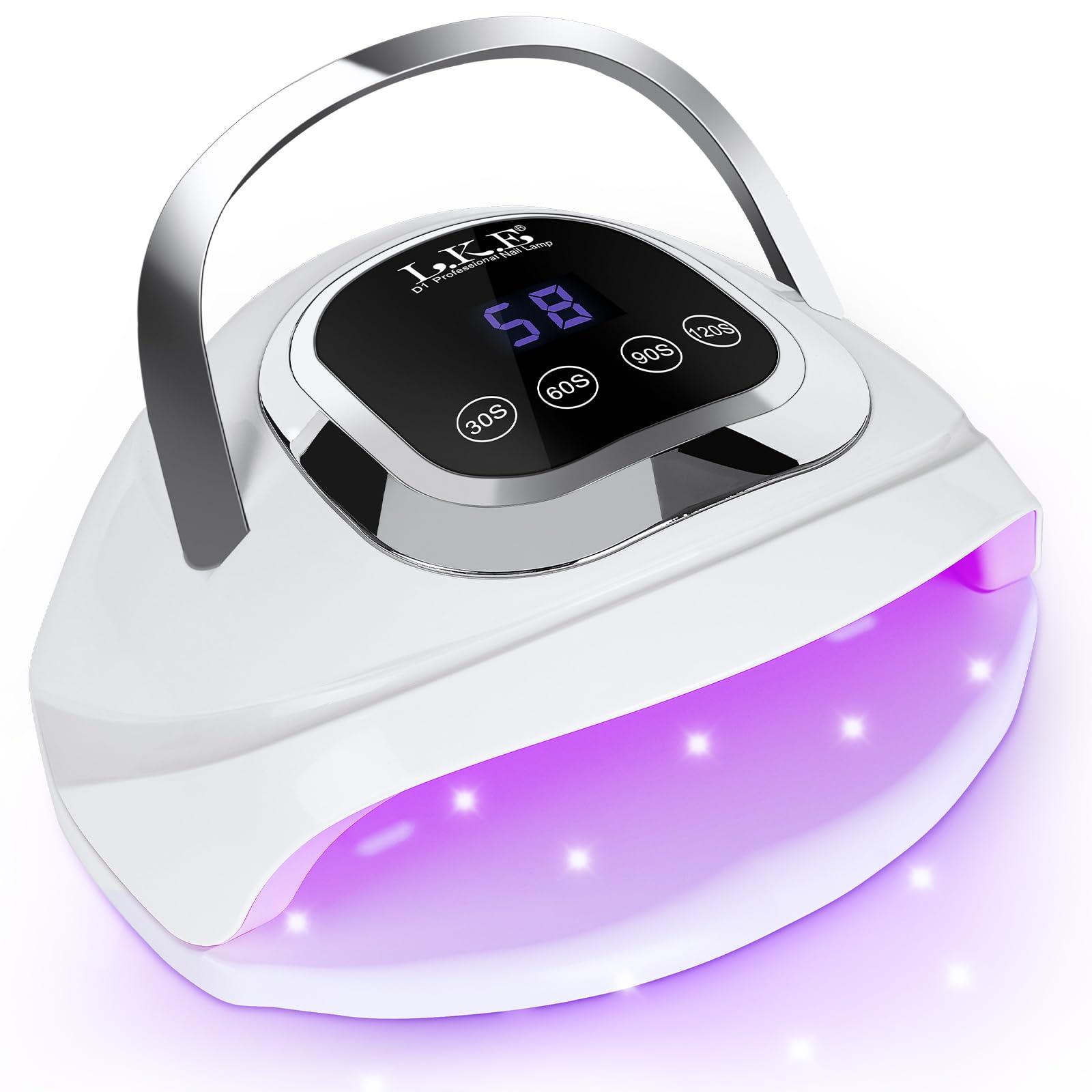 268W UV Lampe für Gelnägel, UV Lampe Nägel mit 4 Timer, 60 LEDS, LCD Display, Smart Sensor,Premium UV Lampe für Alle UV Gel Nagellack, Ideal für Anfänger und Profis (Mittelgroß-b)