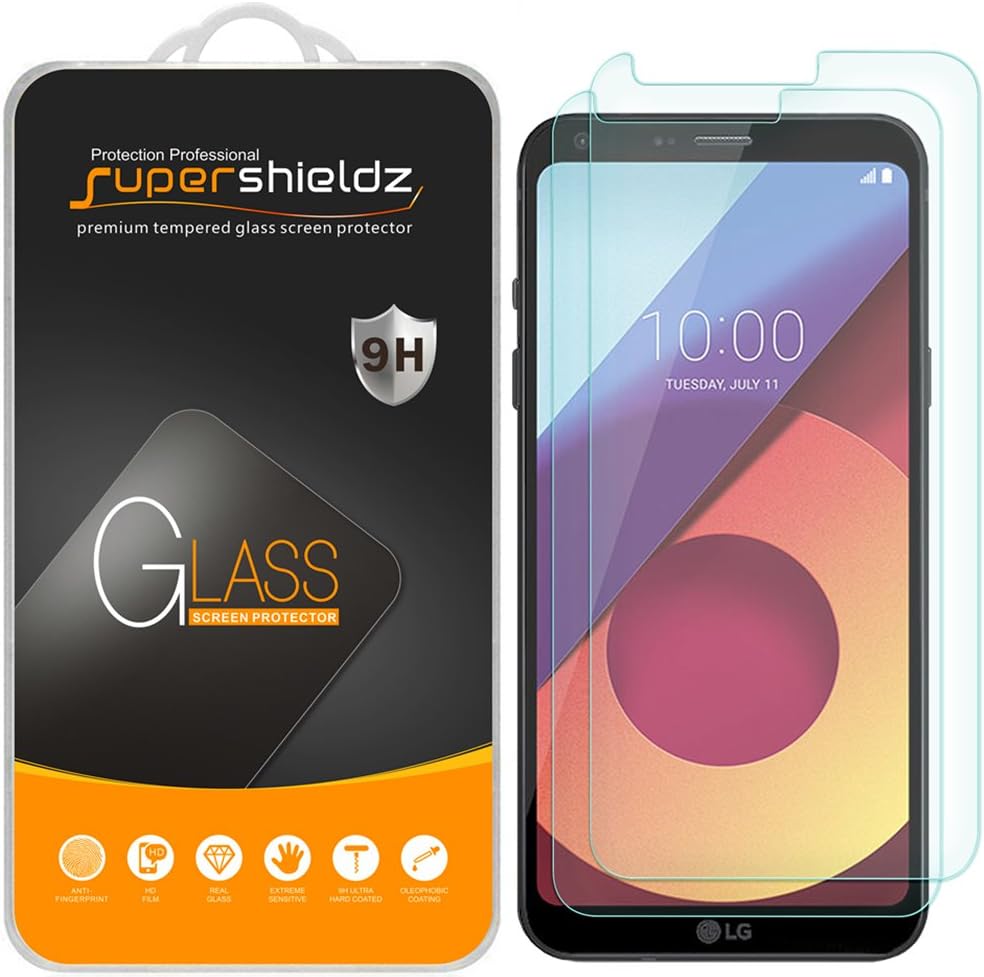 (2 Pack) Supershieldz Designed for LG Q6 Tempered Glass Screen Protector, Anti Scratch, Bubble Free