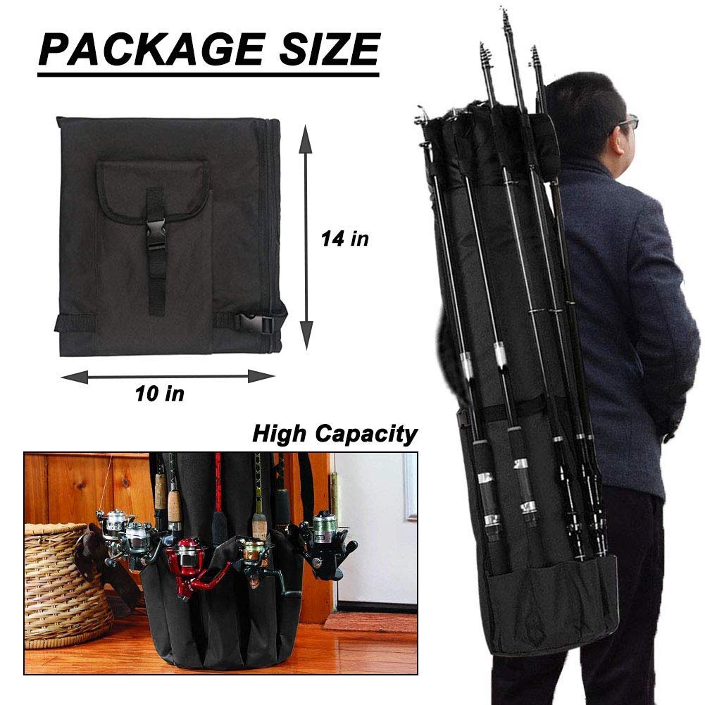Buy Fishing Pole Bag with Rod Holder, Fishing Rod Case Carrier 5 Poles