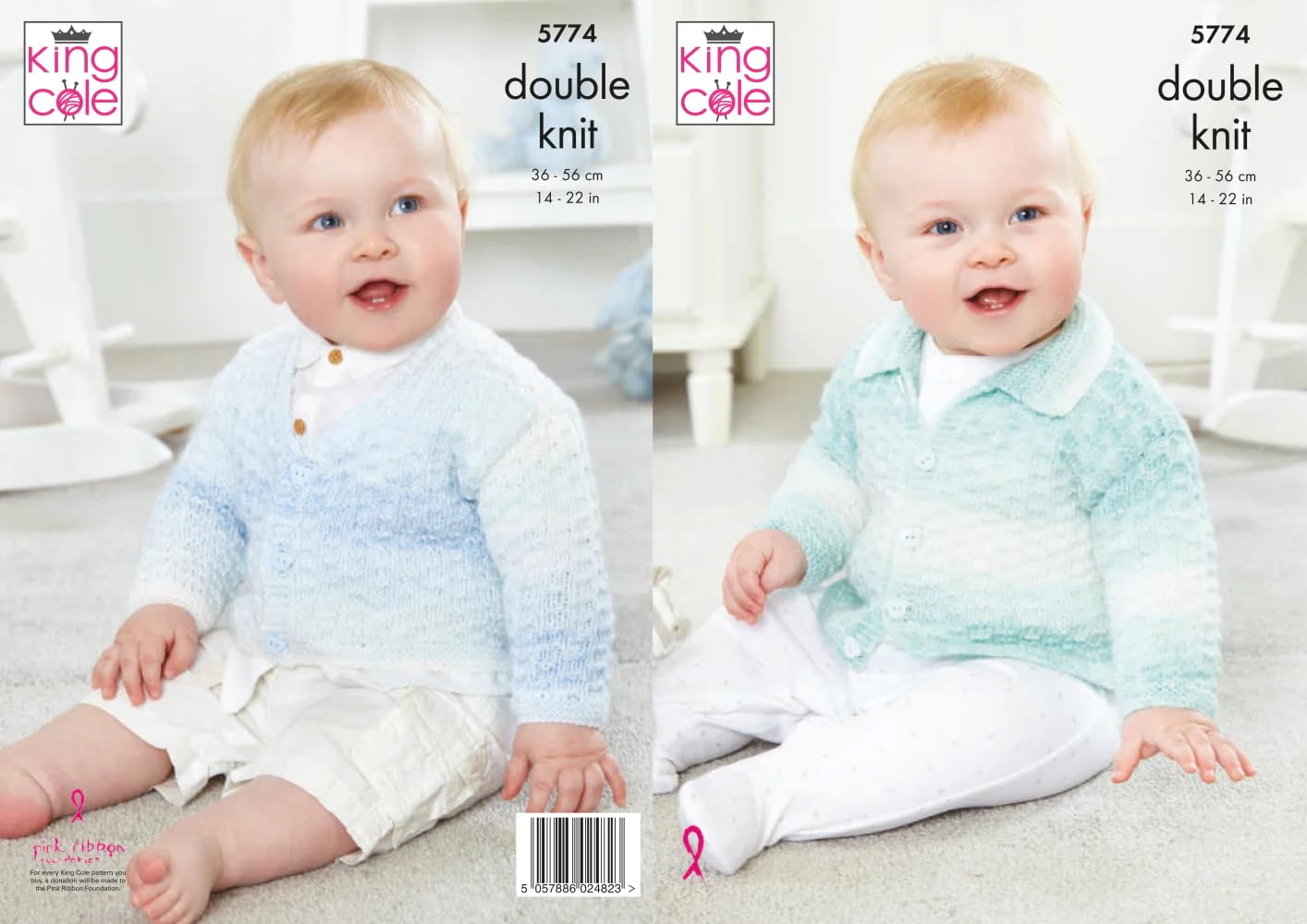 King Cole DK Knitting Pattern Collared and V Neck Cardigans 5774
