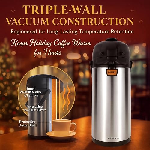 Miniatura 2 de Heritage66 Jarra térmica avanzada de café, frasco aislado al vacío de triple pared, termo que mantiene las bebidas calientes durante 12 horas, 24