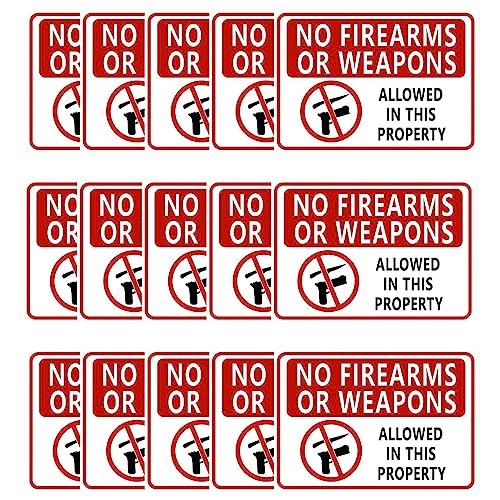 Image of CVANU NO FIREARMS OR WEAPONS Allowed in This Property Warning Safety Self-Adhesive Waterproof PVC Vinyl Sign Sticker Size (11.7inchX8.3inch) Pack of 15