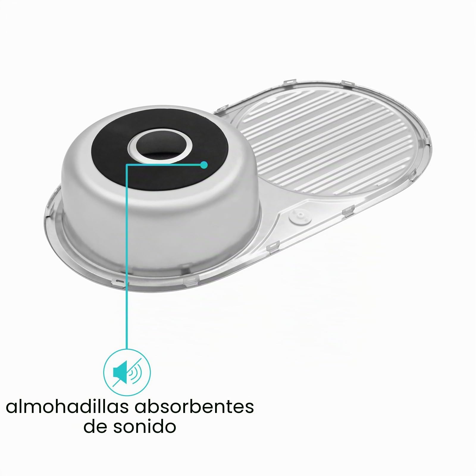 JASSFERRY Fregadero de cocina un seno, de Acero Inoxidable, escurridor reversible, con colador de residuos