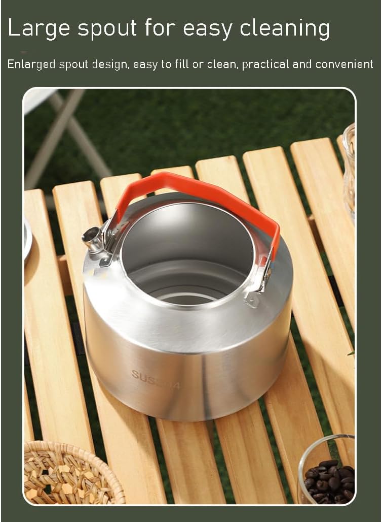 Durable Camping Water Pot,Portable Lightweight Stainless Steel Camping Boiling Water Tea Kettle,For Outdoor Camping,Hiking,0.8L