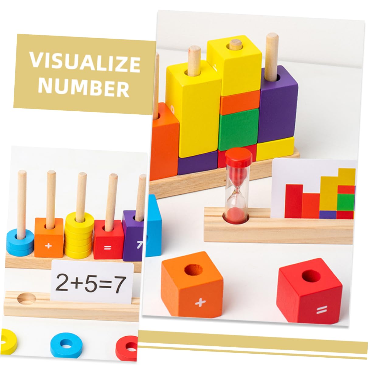 Holzspielzeug Zahlen Rechenspielzeug Lernspielzeug Bunte Bausteine Montessori Arithmetik Lernhilfe Frühe Jungen Mädchen
