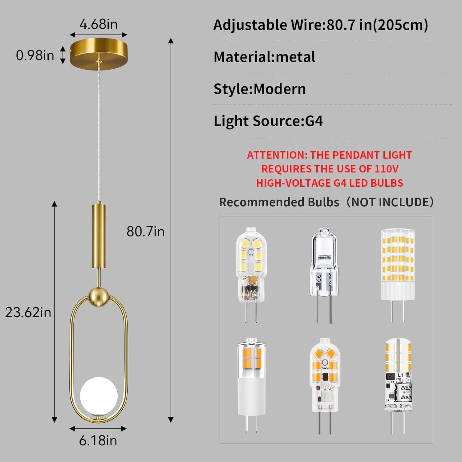 Modern Oblong Glass Pendant Light fixtures 1-Light, Simplicity Gold Pendant Lighting, Mid Century Chandelier for Kitchen Island Dining Room Bedroom Entryway Hallway(1-Pack)