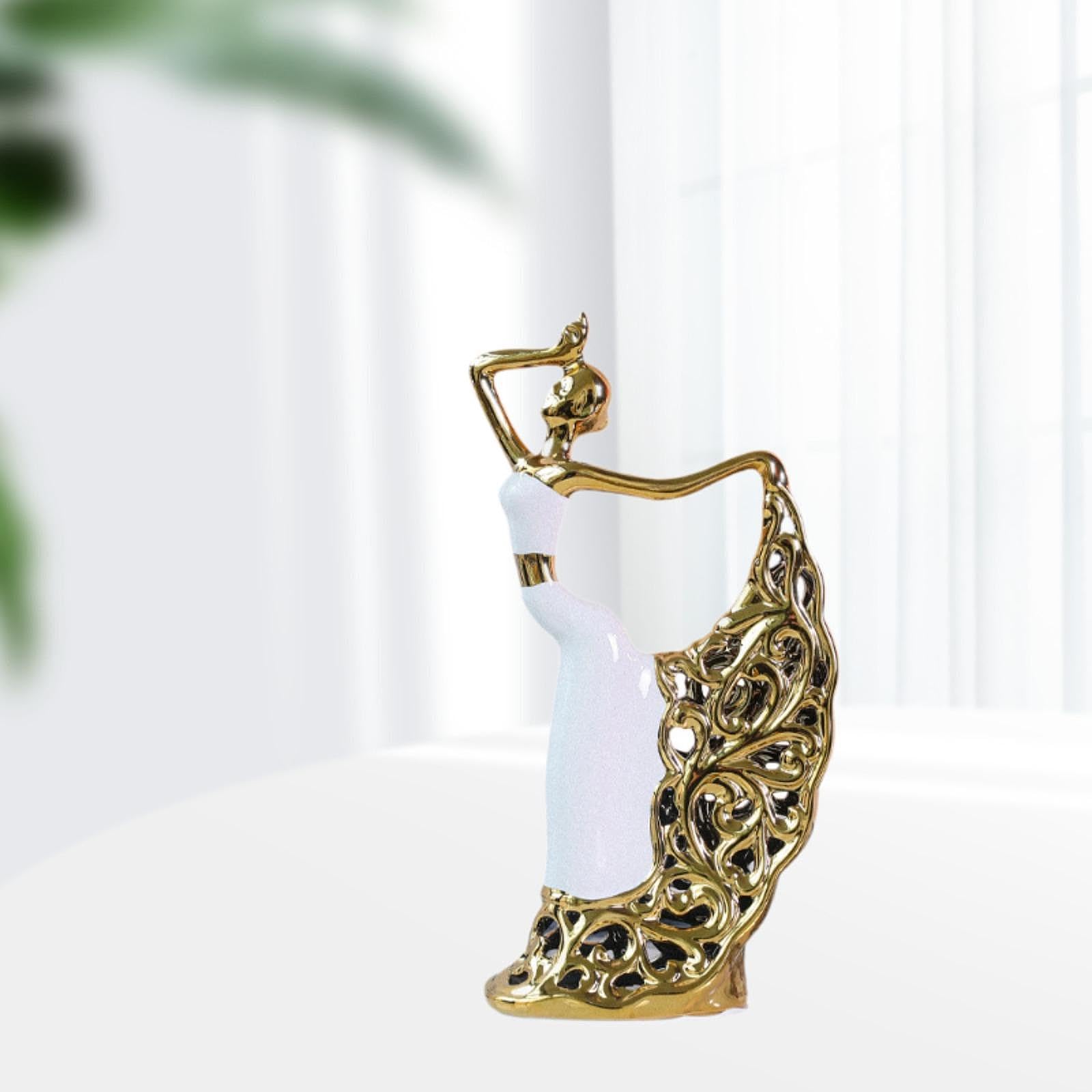 Escultura de Cerámica Estilo Nórdico: Muñeca Elegante, Estatua de para Estantería O Mesa.