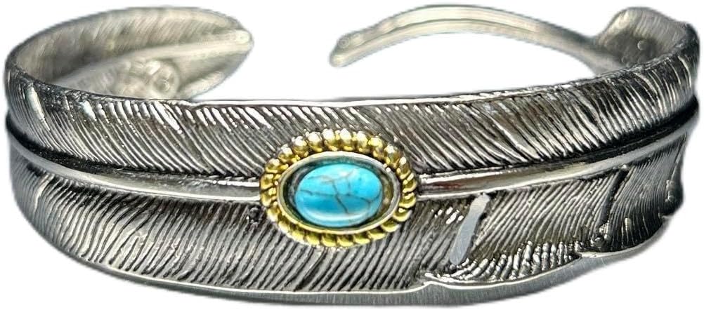 メキシカン ターコイズ フェザー バングル ブレスレット 925 STEARLING