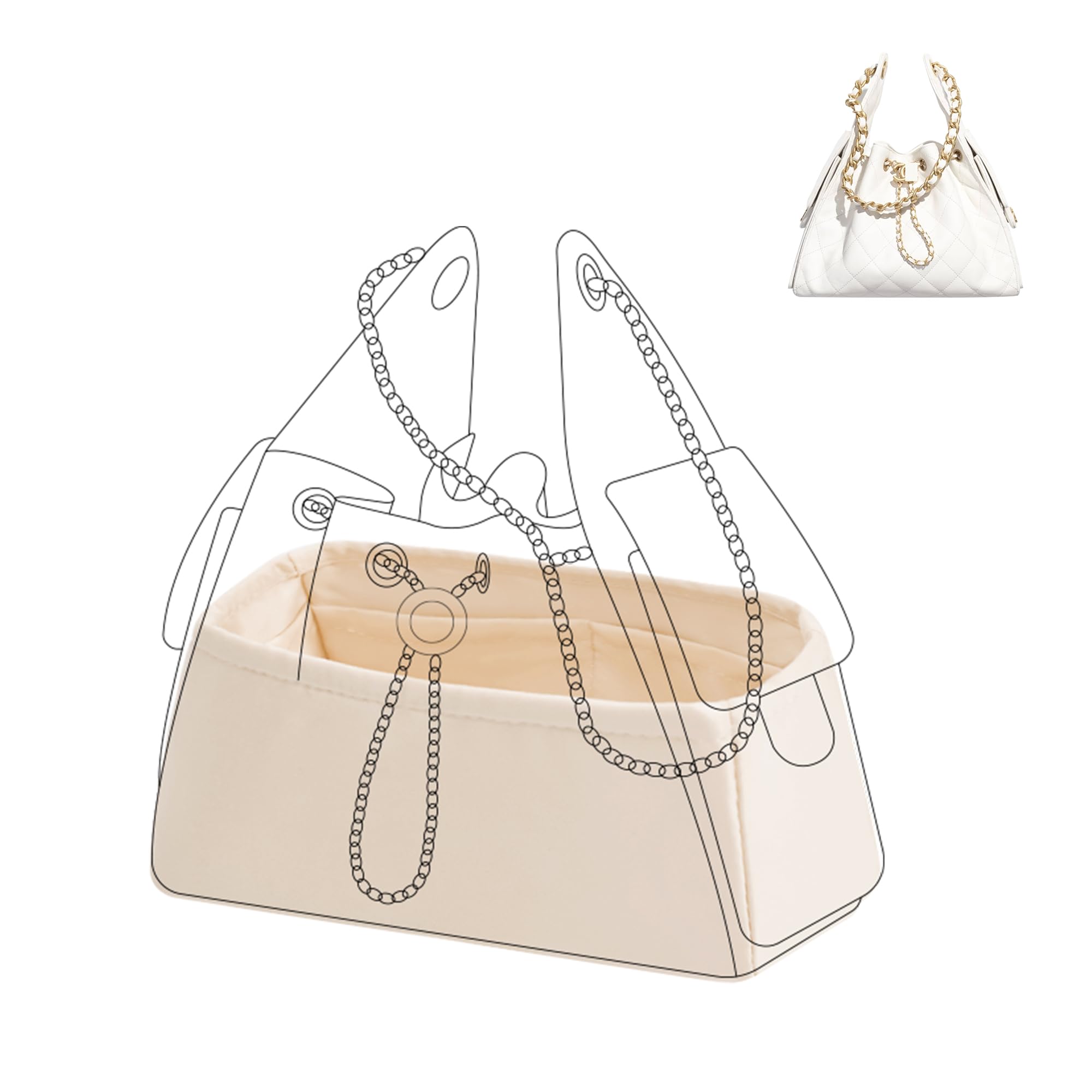 Dgaz Craie Silk Bag Organiser Insert Fits Chanel 25C S/M Bags, Silky Smooth Bag Organiser, Luxury Handbag & Purse Shaper (, 25C Hobo Smalll)