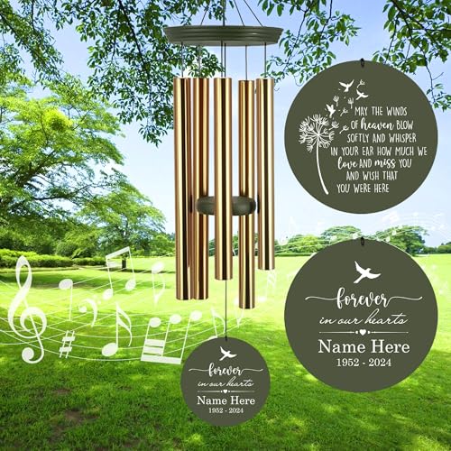 Image of Personalized 30 /36 inch Wind Chimes Memorial, Deep Tone Memorial Wind Chimes for Loss of Loved One /Mom /Dad, Sympathy Gifts for Bereavement(Produced in Texas)