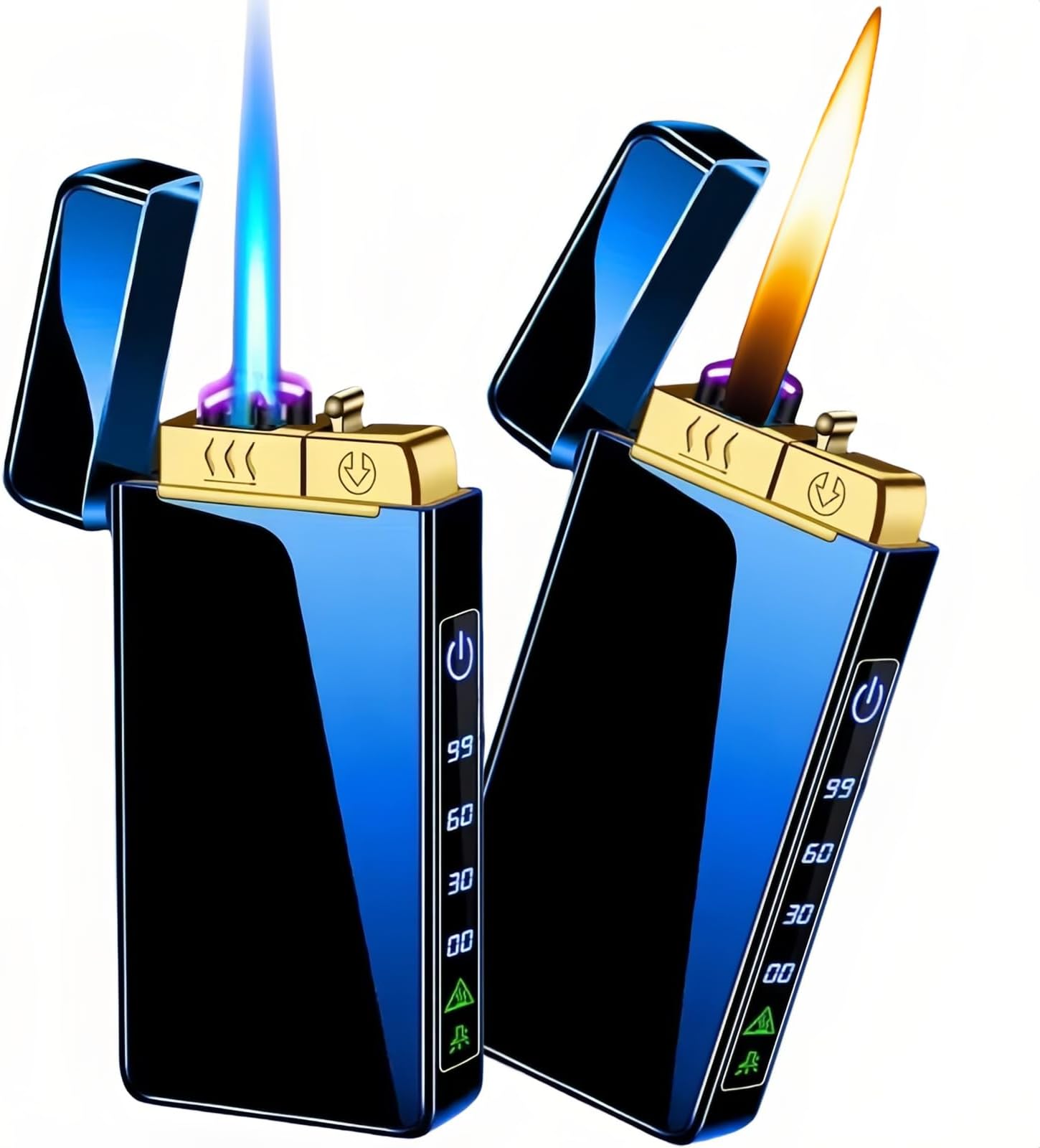 - Torch Lighter, Butane Torch Soft Flame Plasma Dual Arc 3-in-1 Lighter, USB Rechargeable Electric Lighters with Flashlight, Windproof Refillable Lighters (Without Fuel) (Blue Ice)