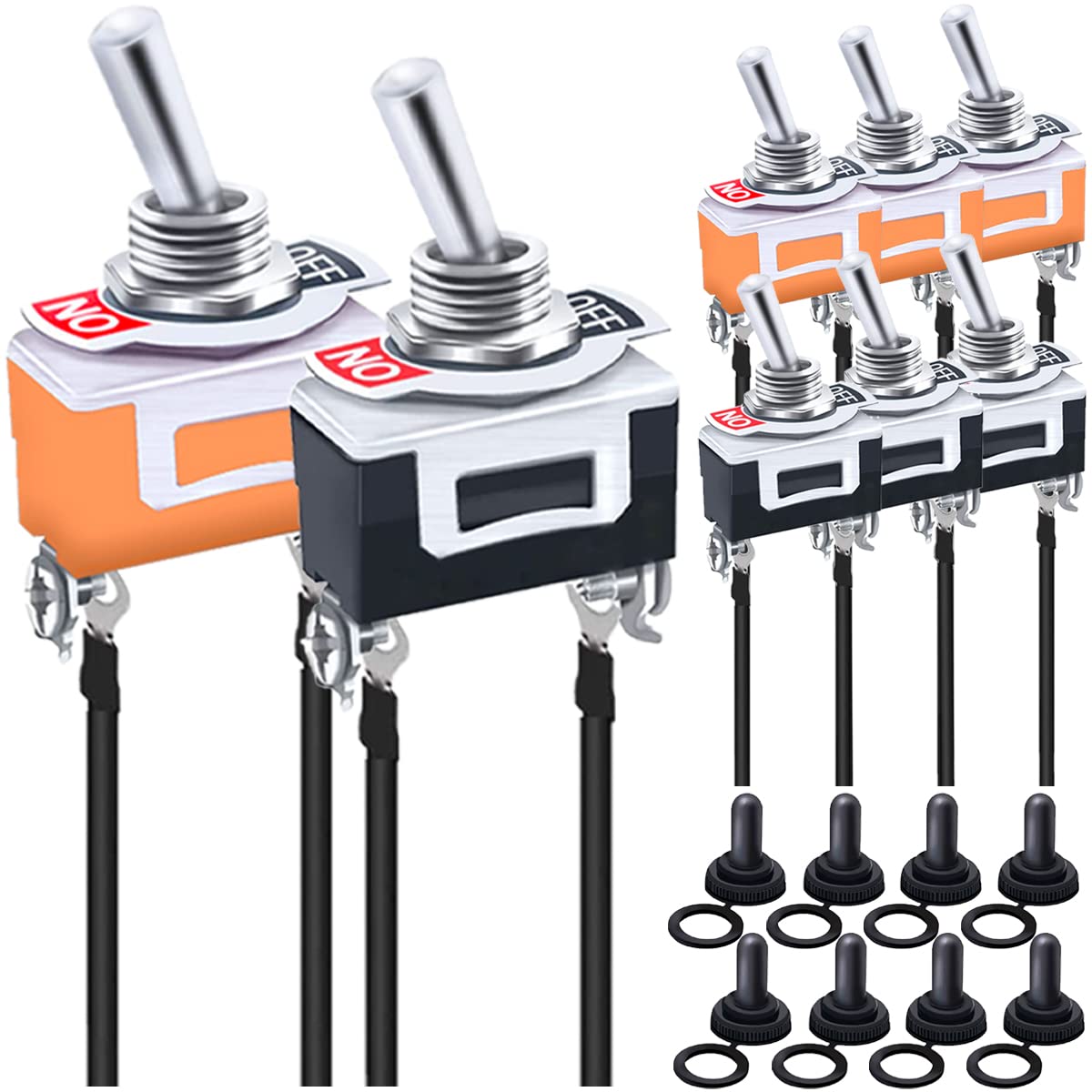 Amazon.co.jp: MKBKLLJY 8個 高耐久 ロッカー トグル DC 12V AC 15A 250V 20A 125V SPST ...