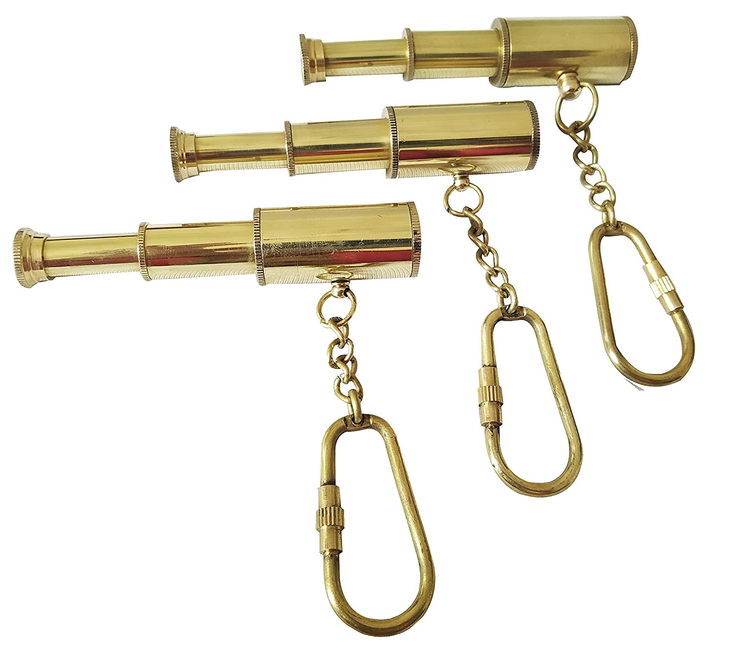 ORFORX Vintage Brass Telescope Keychain. Handicraft Keychain for car