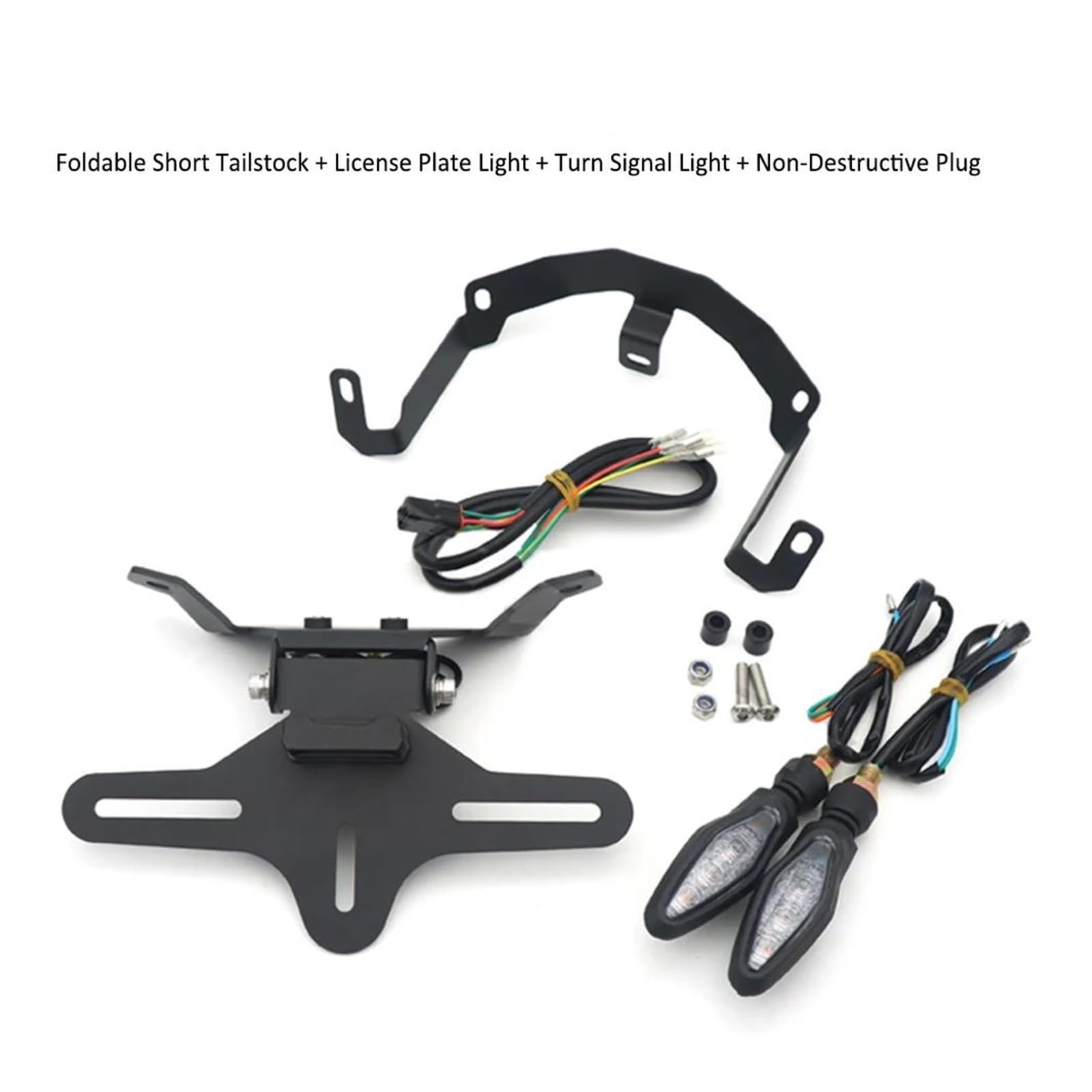 AKJFFZH Éliminateur D'Aile Arrière Moto Universel – Support Plaque + Feux LED Pour CF-Moto 800NK / NK800, Look Sportif Et Léger