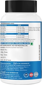Vitamin C Complex for Dogs & Cats 120 Capsules Antioxidant & Immune Support with Coenzyme Q10 & Vitamin B12 (Cyanocobalamin) Supports Collagen Synthesis, Joints, Skin Health