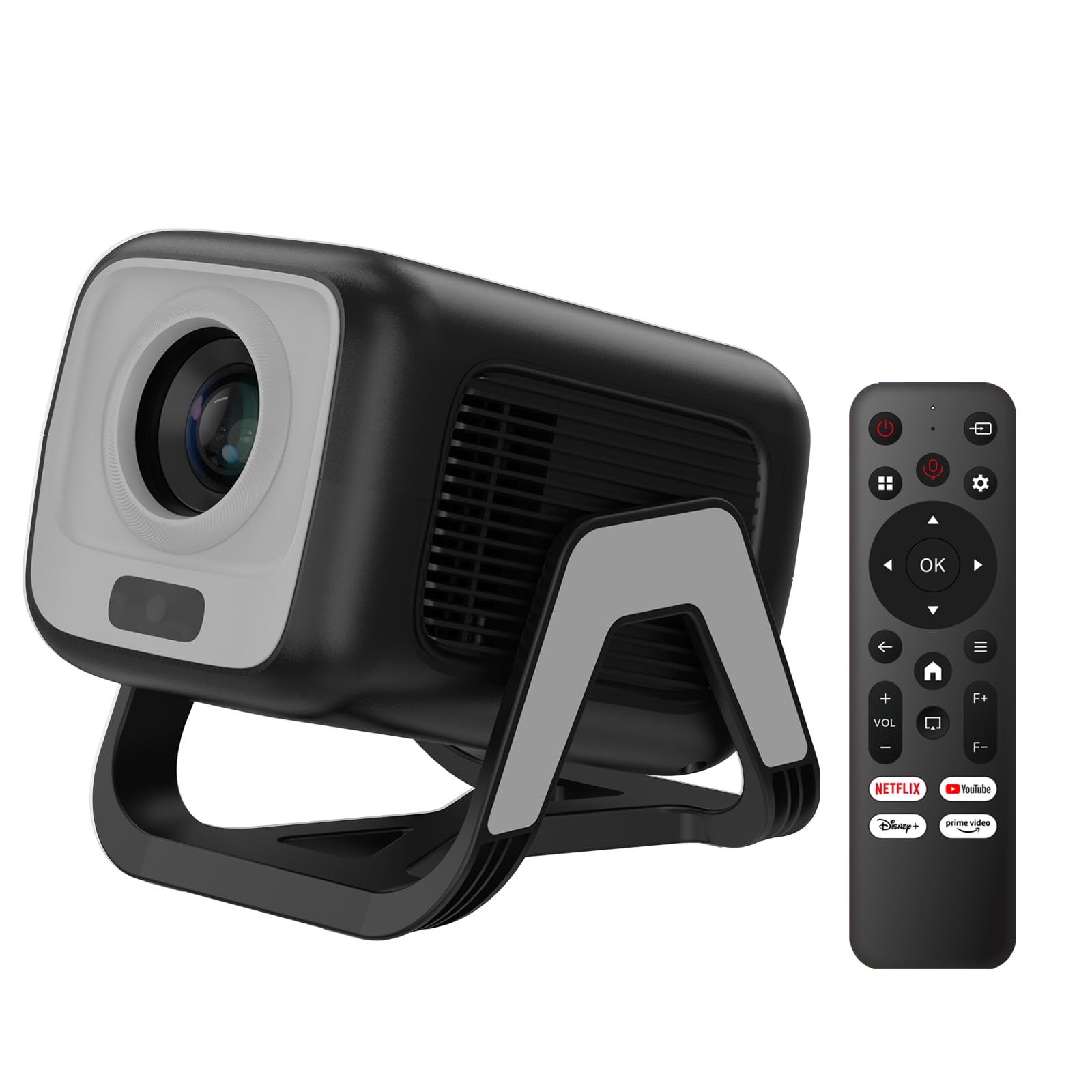 Bettdow for Netflix Official Mini Projector 4K, 1080P Portable Rotating Projector, Auto Focus/Trapezoid Correction, 10000 Lumens, Android 13 & BT 5.2, Home and Outdoor Cinema, Black