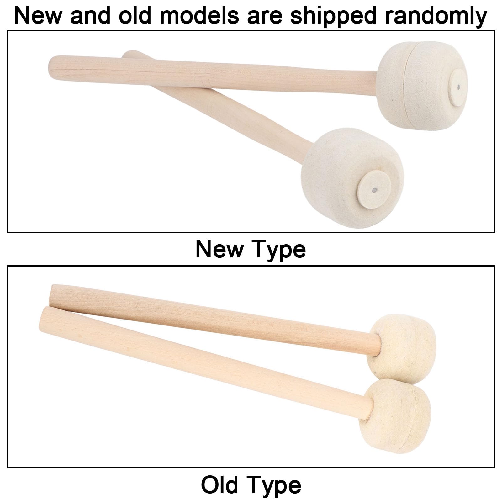 FLEXMAN Wool Wooden Drum Stick, 12.6in Beige Anti Slip Bass Percussion Sticks, Instrument Band Accessory Part