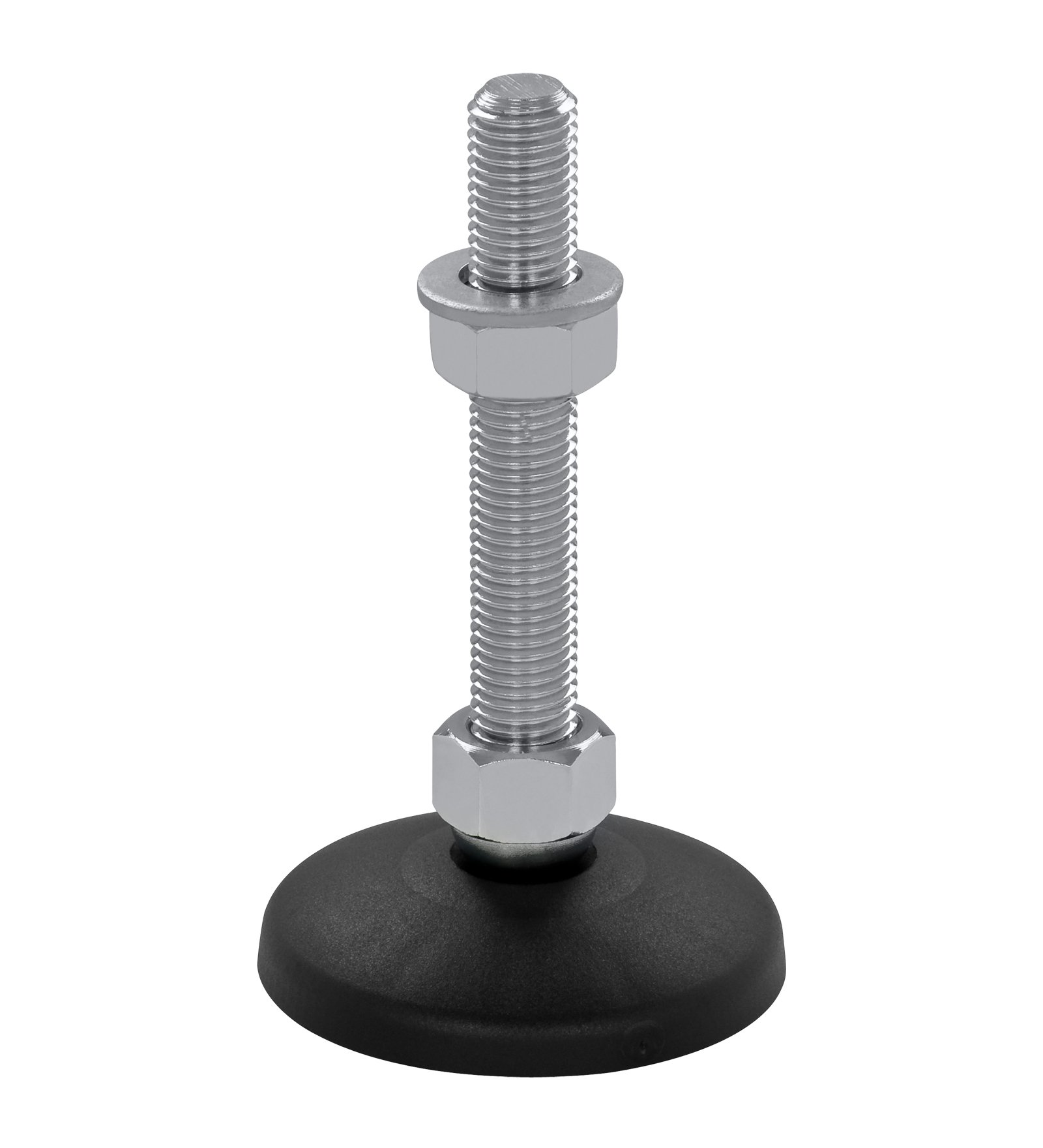 Schwaderer Maschinenfuß/Stellfuß/Nivellierfuß/Gelenkfuß, höhenverstellbar KF 80 (M30x1,5x180), Ø 79mm, Gewinde M30x1,5, Länge 79mm, Kunststoff/Stahl, Gewinde von M8-M30