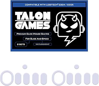 2Sets of TALONGAMES Rounded Curved Edges Mouse Feet Skates Compatible with Logitech G304 / G305 Gaming Mouse Feet Replacement,0.8mm,Pure PTFE Material with Super Smooth Glide Pads