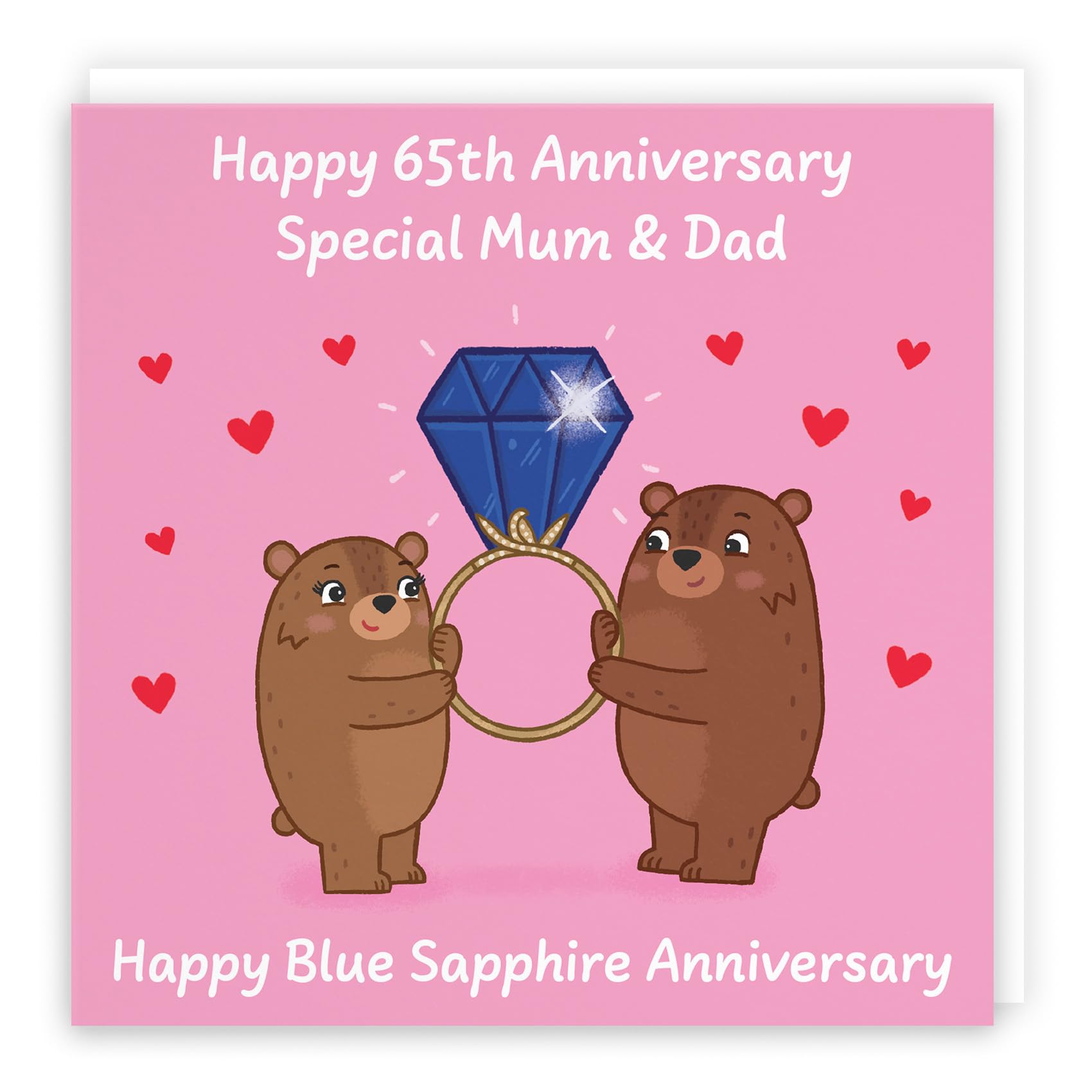 Hunts England, Mum And Dad 65th Anniversary Card, Blue Sapphire Anniversary, 65 Years, Cute Fun Bears Card For Parents