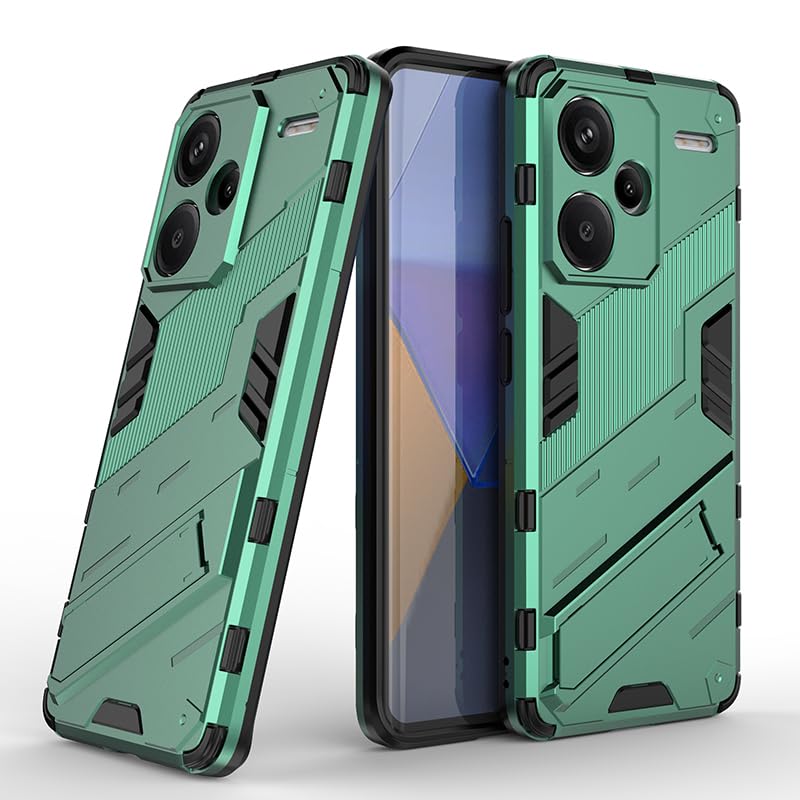 WBWONE Cover per Xiaomi Redmi Note 13 Pro+ Plus 5G, TPU Silicone e PC Antiurto Custodia, Protettiva Case con Supporto Nascosto, Stile Punk Antiscivolo Protezione Shell, Rosso