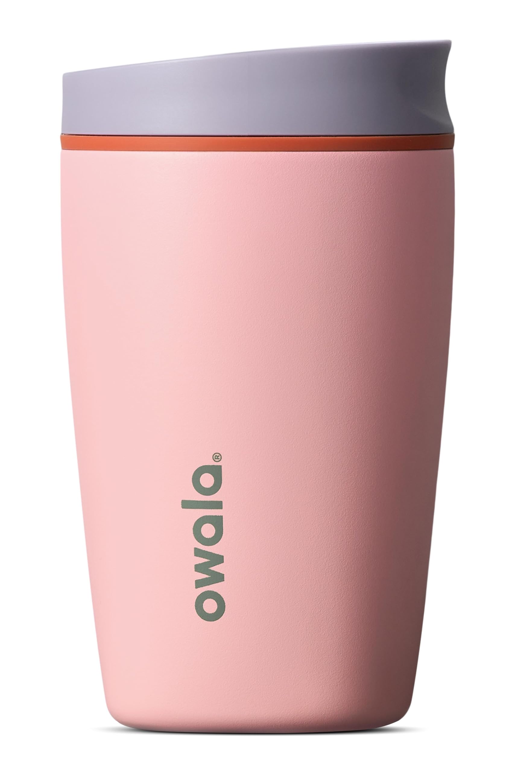 Owala SmoothSip Slider Insulated Stainless Steel Coffee Tumbler, Reusable Iced Coffee Cup, Hot Coffee Travel Mug, BPA Free 12 oz, Sugar High No Handle 12 Ounces Sugar High