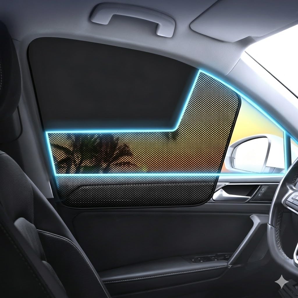 Tryagat 4 Pcs Car Window Sunshade for Man TGX ab 02/2020 bis Heute, Magnetic Sun Blind Side Shield UV Protection Mesh Black Breathable Foldable Accessories