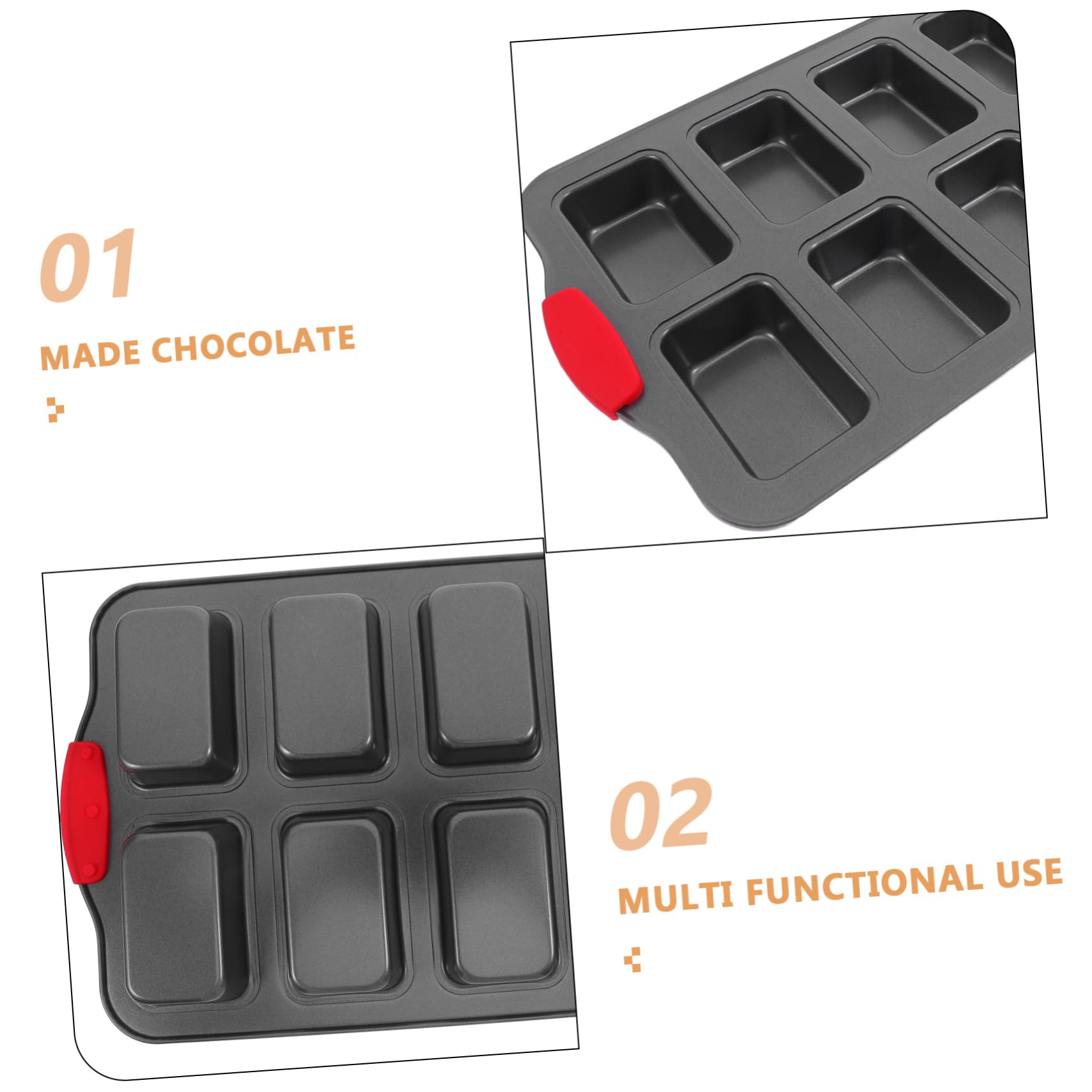 BESTOYARD Molde Rectangular para Bizcocho de Acero Inoxidable, 8 Cavidades, Antiadherente, con Asas Resistentes al Calor, para Hornear en Casa