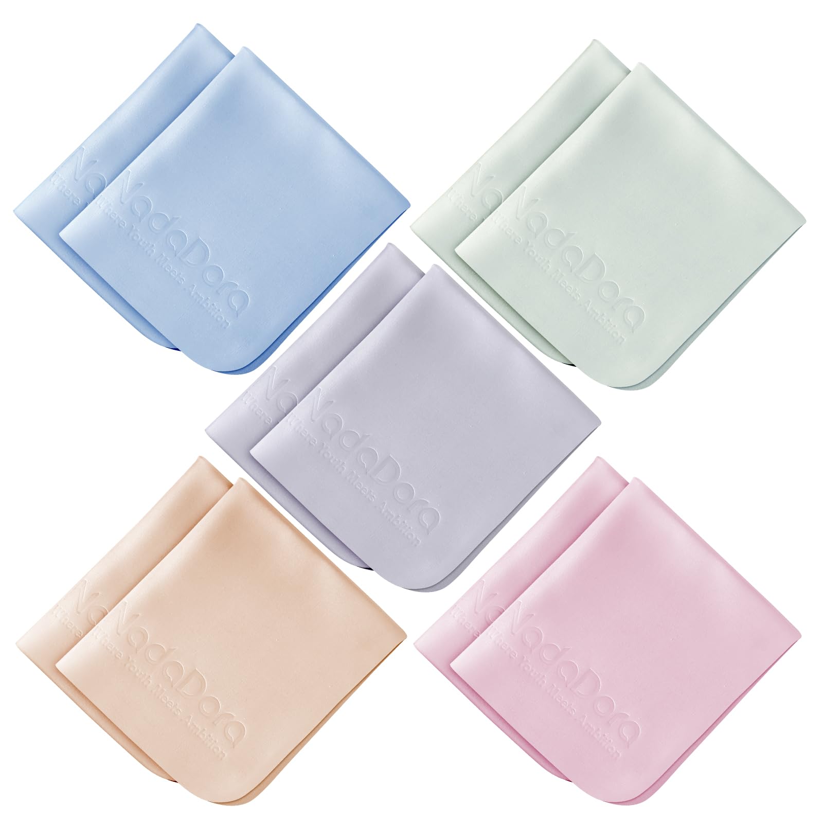 Nadadora Individually Wrapped Assorted Color Premium Microfiber Glasses Cleaning Cloths, 10 Pack, Thickened,Soft Dense for Eyeglasses,Sunglasses,