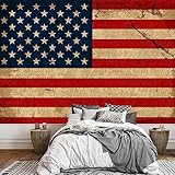 wall26 - Large Wall Mural Vintage American Flag Self-Adhesive Vinyl Wallpaper Removable Modern Decorating Wall Art - 66' x 96'