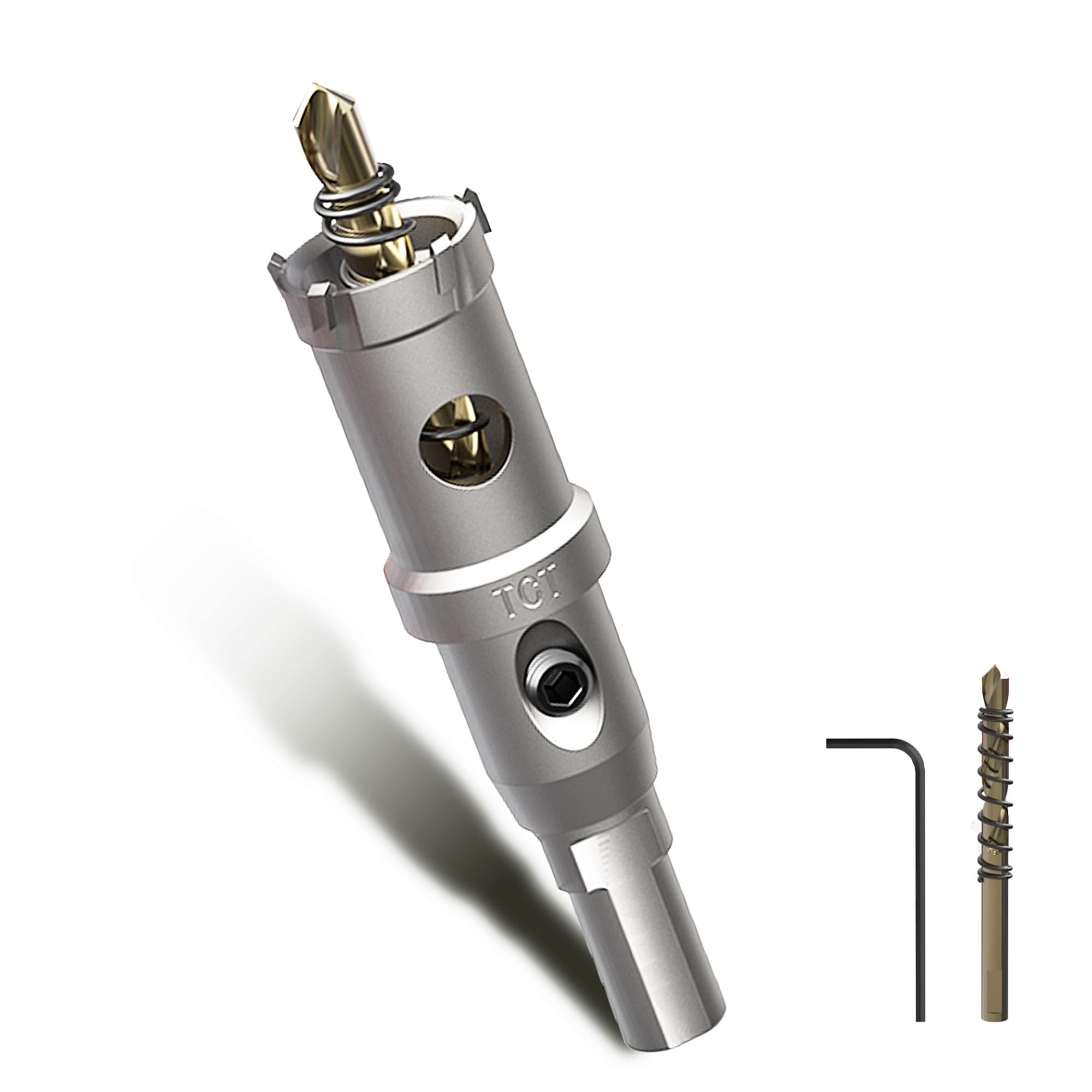 19.5mm TCT Hole Saw Tungsten Carbide Tipped Metal Hole Cutter for Stainless Steel Aluminium Wood, with Hex Key & Pilot Drill Bit
