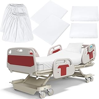 Moukeren 6 Pcs Hospital Bed Sheet Fitted Hospital Bed Sheets 36 x 84 x 14 with Hospital Bed Sheets and Pillow Cases Elastic All Around for Home, Massage Table, Hotel, Hospital (White)