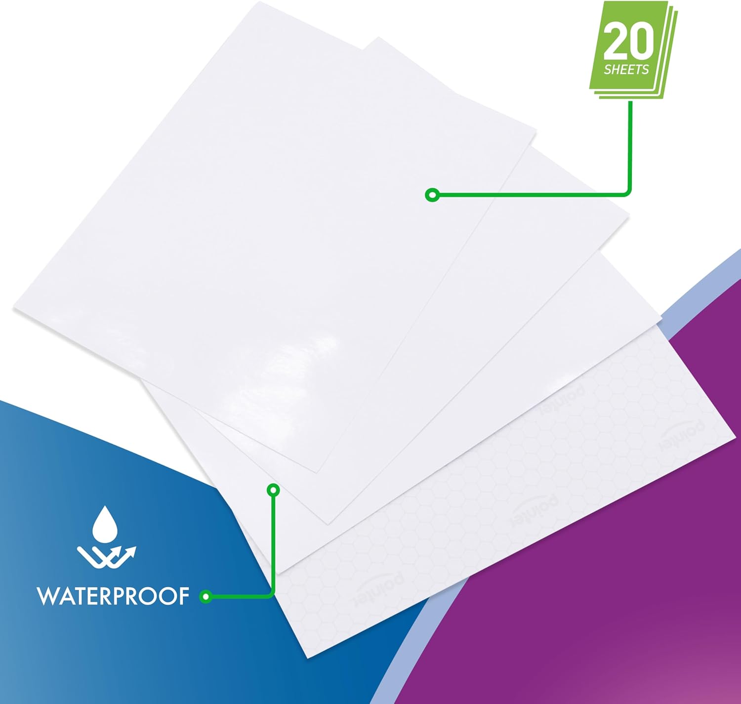 Pointer Adhesive Photo Paper, Inkjet Printers, 8.5 x 11 inches, 135 GSM, 20 Sheets, Glossy, Quick Drying (12)