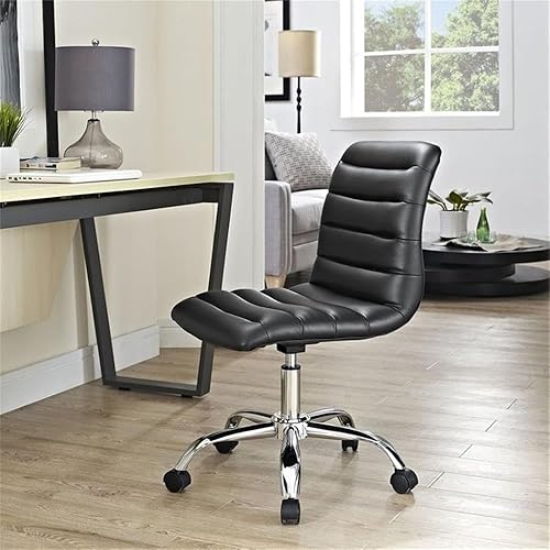 Miniatura 6 de Hawthorne Collections Silla de oficina giratoria de escritorio para computadora con respaldo medio sin brazos en negro