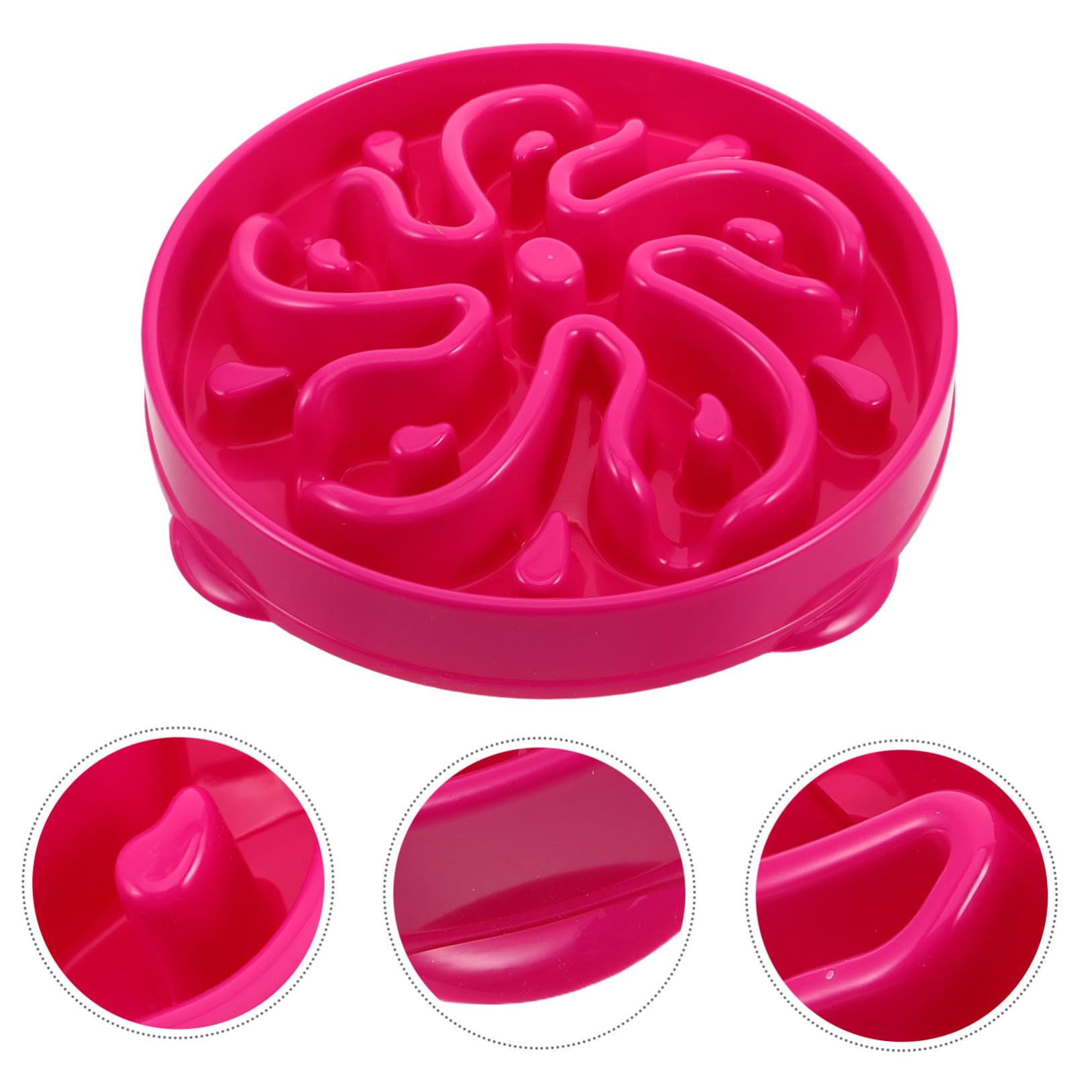 Comedero Lento para Perros y Gatos de Gran Capacidad, Cuenco Plástico Diseño Antiatragantamiento en Forma de Flor, Tazón Antipánico Rosa Fucsia para Alimentación Saludable y Lenta