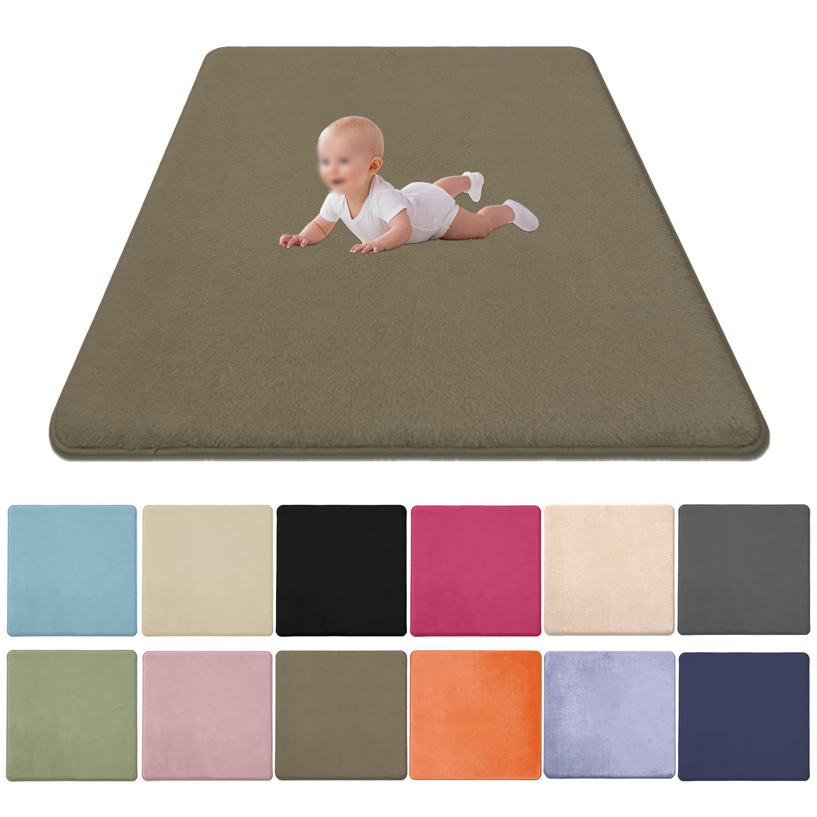 2CM Thick Coral Velvet Baby Play Mat, Baby Crawling Mat Nursery Rug for Crawling & Playing for Bedroom Kids Room, Nursery Babies Mats for Floor Play with Non-slip Backing 50x80cm/19.69x31.5inch — image 1