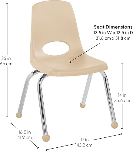 Miniatura 506 de Factory Direct Partners 10355-BL Silla escolar apilable de 10 pulgadas, asiento apilable para estudiantes con patas de acero cromado y rodamientos