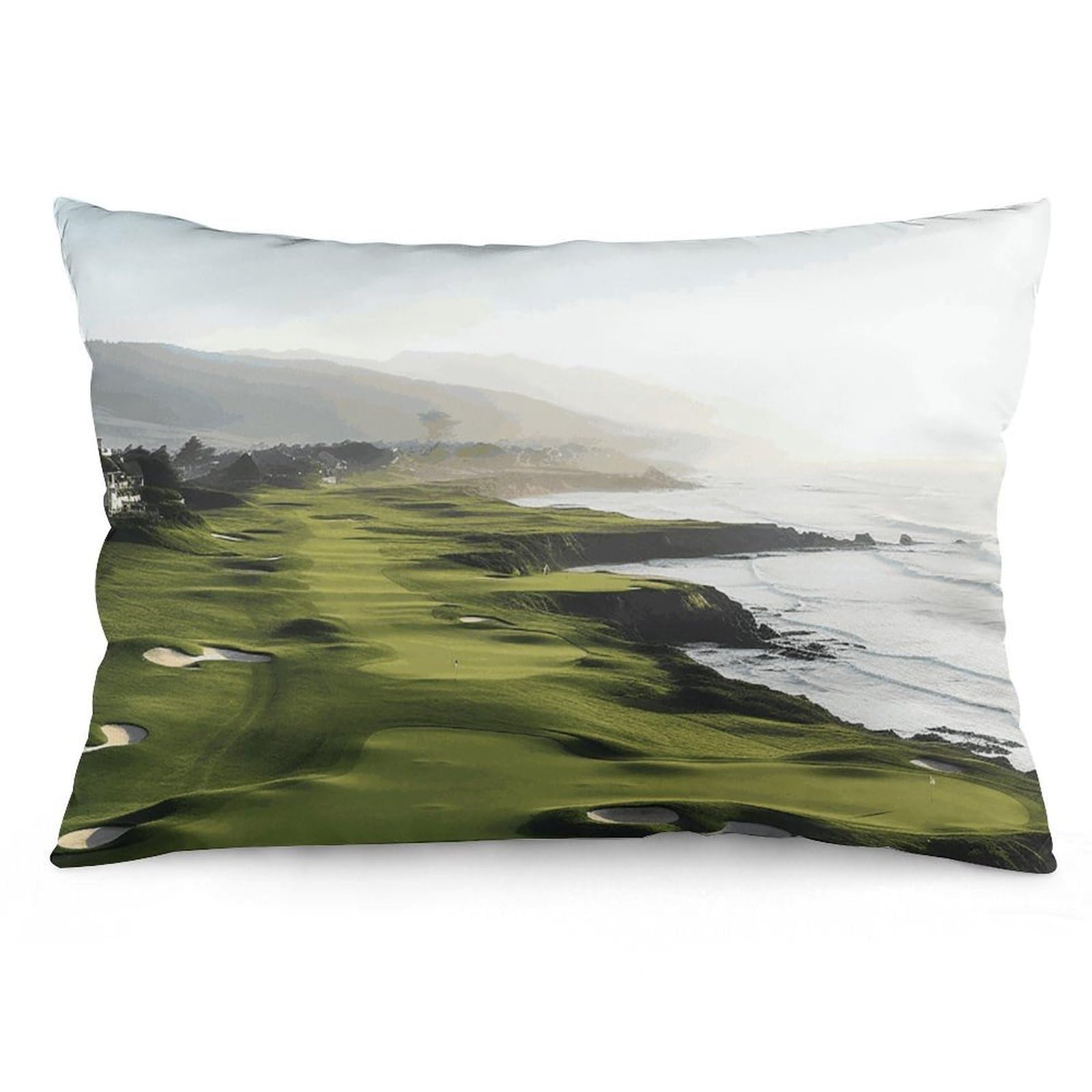Velvet Pillowcases Standard Size 12 "x20, Ultra Soft Breathable Pillow Cases for Bed, Luxury Cozy Fuzzy Pillow Shams, Lumbar Pillow Cover, Seaside Golf Course Cushion Case Home Decor