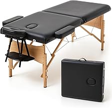 T-LoVendo Professional Lightweight Portable Folding Massage Table | 2 Bodies with Adjustable Height | High Density Foam Padding | Wood Structure | Supports up to 200 kg