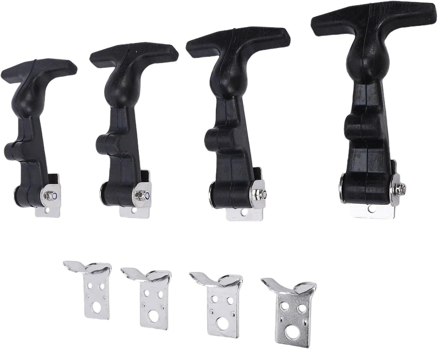 4Pcs Elastic Stainless Steel Rubber Hood Catch, Hood Latch Set, Vibration Proof T Handle with Hasp Construction, Ideal for Vehicle, Engine Toolbox, RV & Marine Cabin (A124B-3)