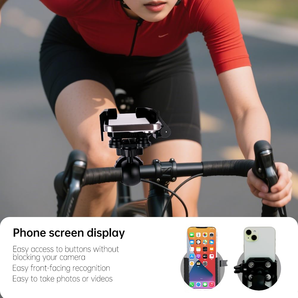 AUYAO Uniwersalny uchwyt na telefon do roweru, obrotowy 360°, uchwyt na telefon do motocykla z bezpiecznym zamkiem, amortyzujący uchwyt na telefon do roweru dla smartfonów 2,95-4,13 cala, uchwyt na