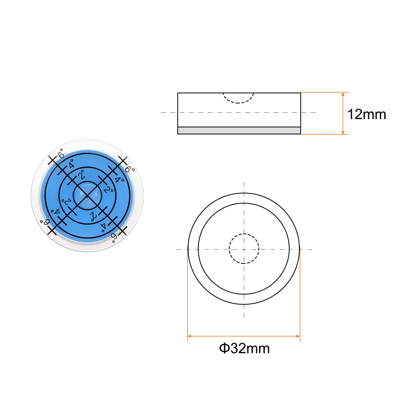 Niveau à Bulle, Paquet De 5, 32 Mm De Diamètre, Mini Niveau à