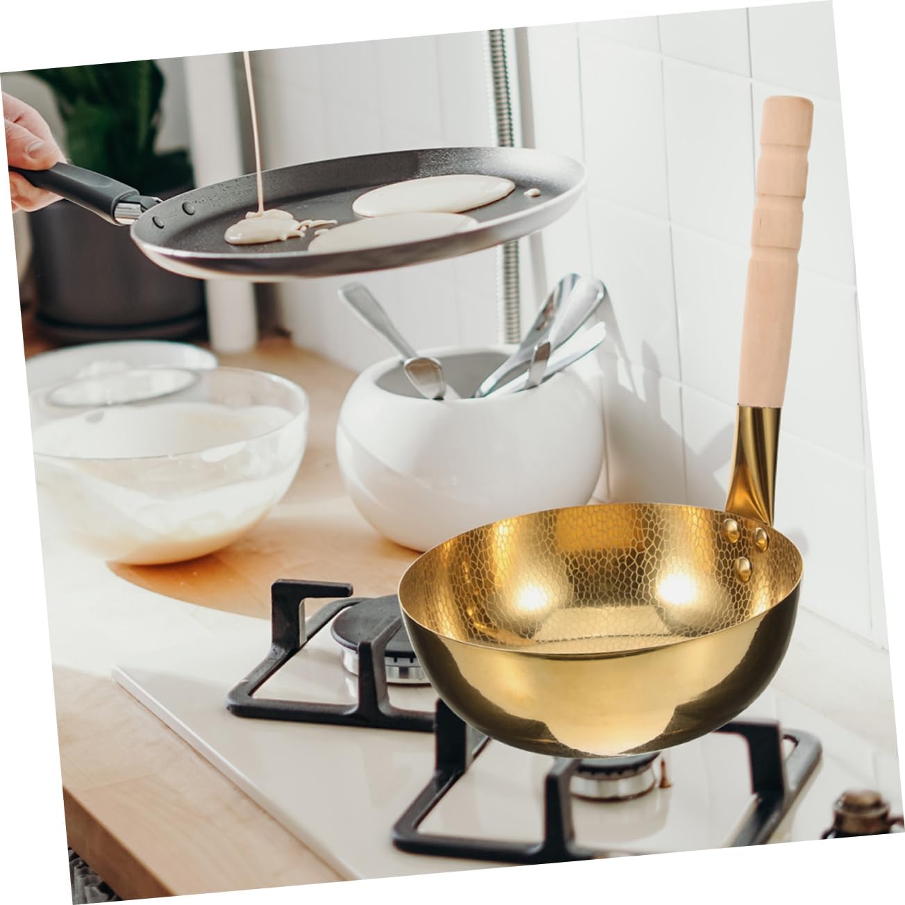 PRETYZOOM Stainless Steel Soup Pot Hammered Rice Noodle Pot Small Saucepan for Cooking Noodles Soups Porridge