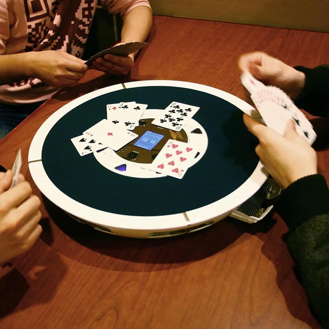 NYMFEA Automatic Card Shuffler Machine, 360° Rotating Universal Automatic Playing Card Dealer, Suitable for Friends Gatherings, Casinos, Support Up to 8 Players
