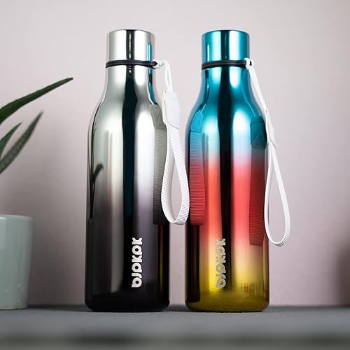 Miniatura 4 de BJPKPK Botellas de agua aisladas, botella de agua de metal de acero inoxidable de 18 onzas con correa, termo a prueba de fugas, tazas y frascos,