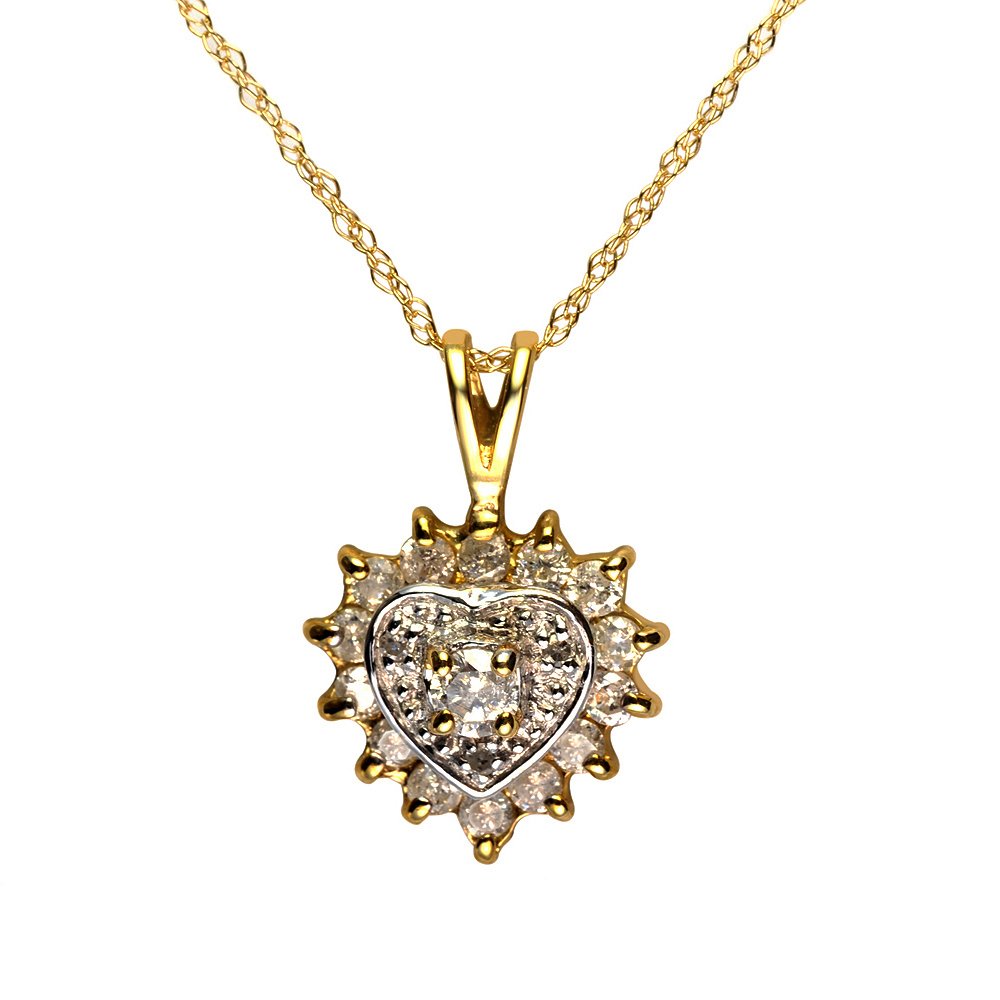Ivy Gems 9ct Yellow Gold Birthstone & 0.015ct Diamond Heart Pendant with 46cm Chain