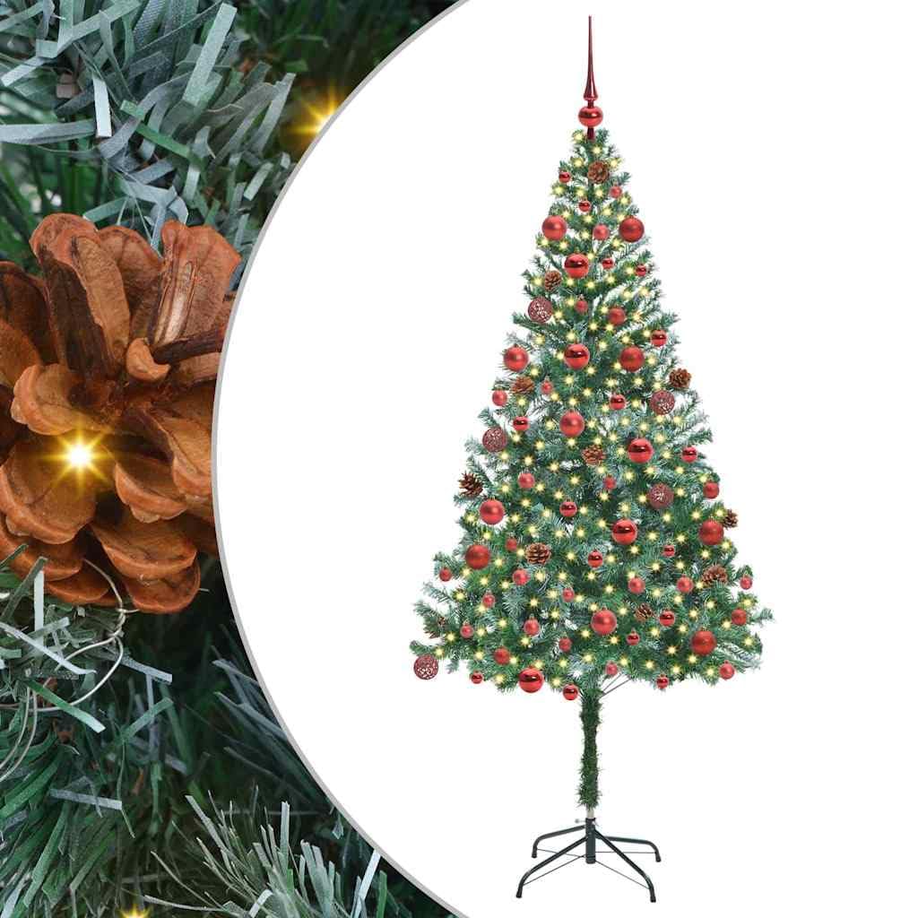 Sztuczna choinka zielona, 180 cm, PCW i stal, stożek, z 300 diodami LED o ciepłej białej barwie, do użytku wewnątrz i na zewnątrz, świąteczna dekoracja