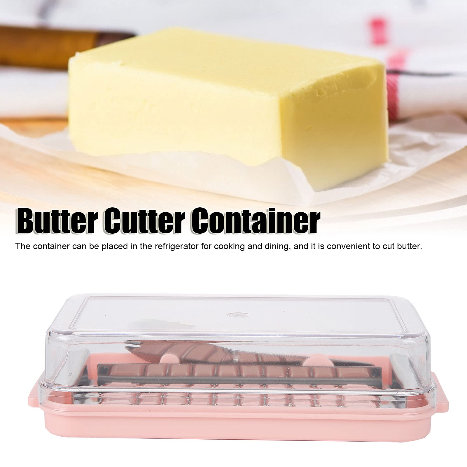 Pilipane Stainless Steel Cream Storage Box, Cream Cutter Container, Cheese Storage Box with Transparent Cover, Freezer Safe Cream Holder with Cover Good Kitchen(Pink), Cream Cutter Container But