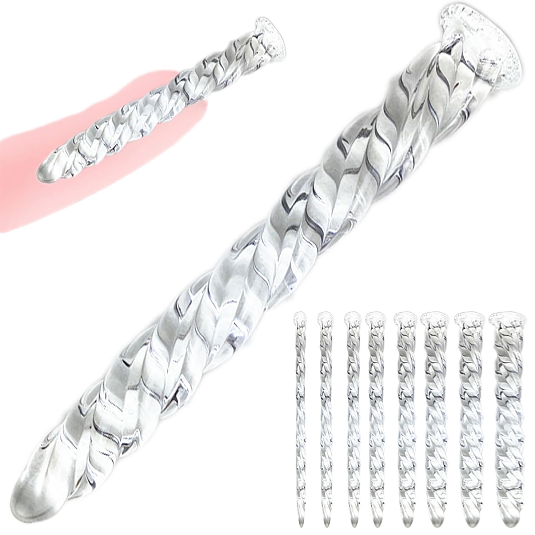 10Cm Lang Glas Gewinde Harnröhren Dilatatoren Glattes Kristall Glas Penis Plug Stab Dilator Urethral Katheter Sounding Harnröhren Stimulation Masturbation Sexspielzeug Für Männer,Clear,Set